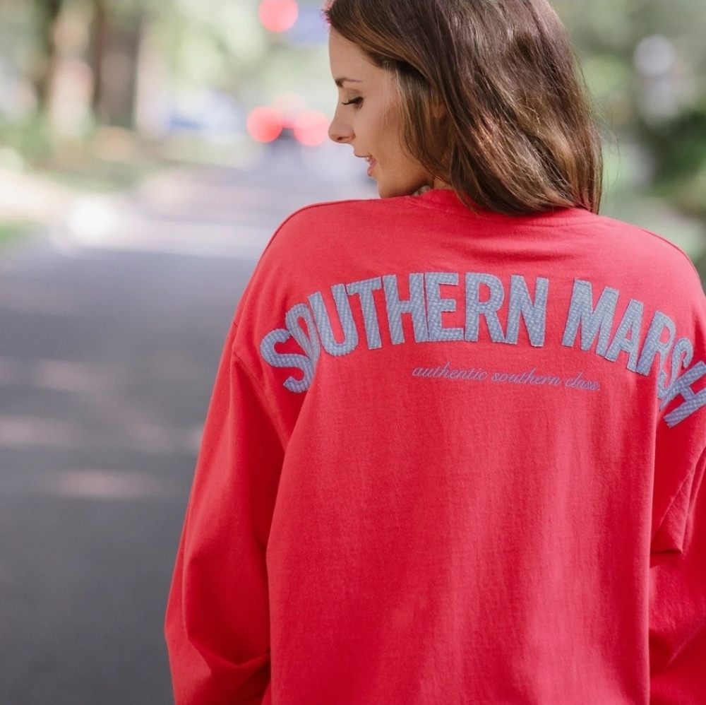 Southern Marsh Rebecca Jersey Strawberry Fizz Seersucker Oversized Top Large